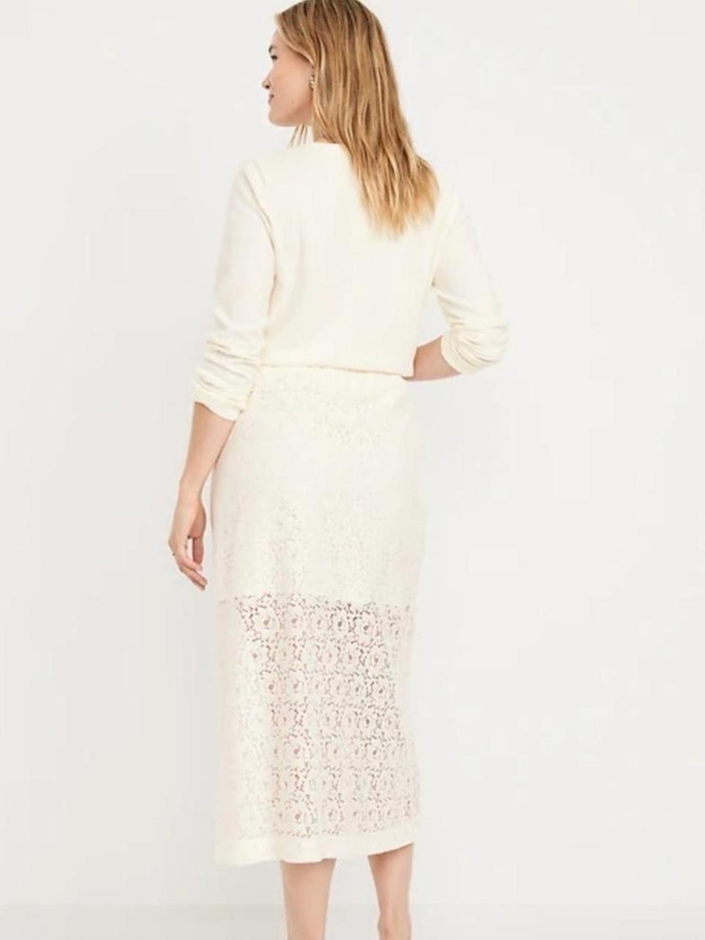 Women's Cream Lace Midi Skirt - Picture 4 of 4